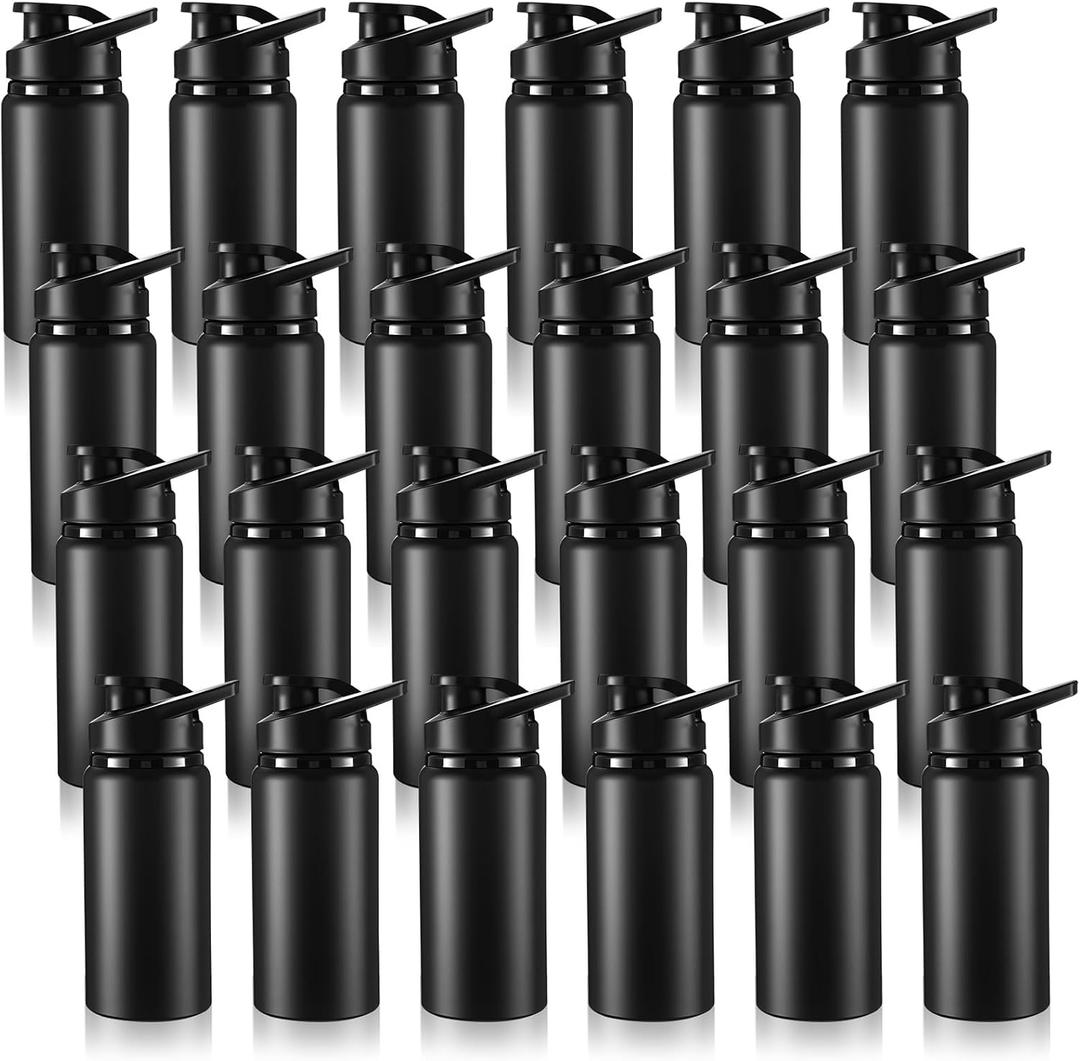 Domensi Aluminum Water Bottle Bulk, 25oz, Black 9, 24 Pack