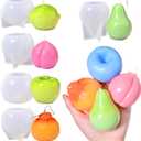 5Pcs Fruit Candle Molds Set, 3D Apple, Pear, Orange, Lemon & Peach Silicone Molds for Candle Making, DIY Scented Wax Candle Soap Epoxy Resin Casting Polymer Clay Art Decor