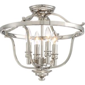 Minka Lavery Semi Flush Mount Ceiling Light 3296-613 Audrey's Point Lighting Fixture, 4-Light 240 Watts, Polished Nickel, 14.25x17.25x17.25