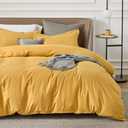 Bedsure Duvet Cover Full Size - Soft Double Brushed Bedding Set for Kids & Adults, Zipper Closure, 3 Pieces, Includes 1 Duvet Cover (80"x90") & 2 Pillow Shams, NO Comforter, Golden Yellow