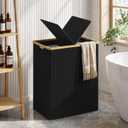 efluky Double Laundry Hamper with Lid and 2 Removable Bags, Black, 170L Dual