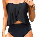 Daci Strapless Tankini Swimsuits for Women - 2 Piece Bathing Suit Bandeau Top with High Waisted Bikini Bottom XL