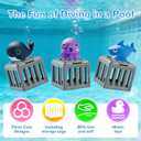 3PCS Underwater Dive Rescue Toys, Pool Diving Toys with Storage Fish Box & Floating Animals, Dive Treasure Hunt Water Play for Swim Training, Summer Pool Beach Party Toy for Adult