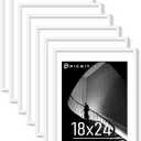 Picrit 18x24 White Poster Frame 7 Pack, Display Pictures 16 x 20 Picture with Mat or 18 x 24 without Mat for Horizontal or Vertical Wall Mounting, Wall Gallery Photo Frames