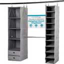 BIRDROCK HOME 5pc Hanging Closet Organizer System with Storage Shelves - Grey - Shoe Clothing Organization - Great for College Dorms or Kid Bedrooms Nursery