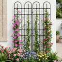 Black Garden Trellis, 71x21 Inch Metal Arch Decoration with Rustic Iron & Black Coating, 2 Pack Outdoor Plant Support for Climbing Roses, Vines, Flowers, Vegetables