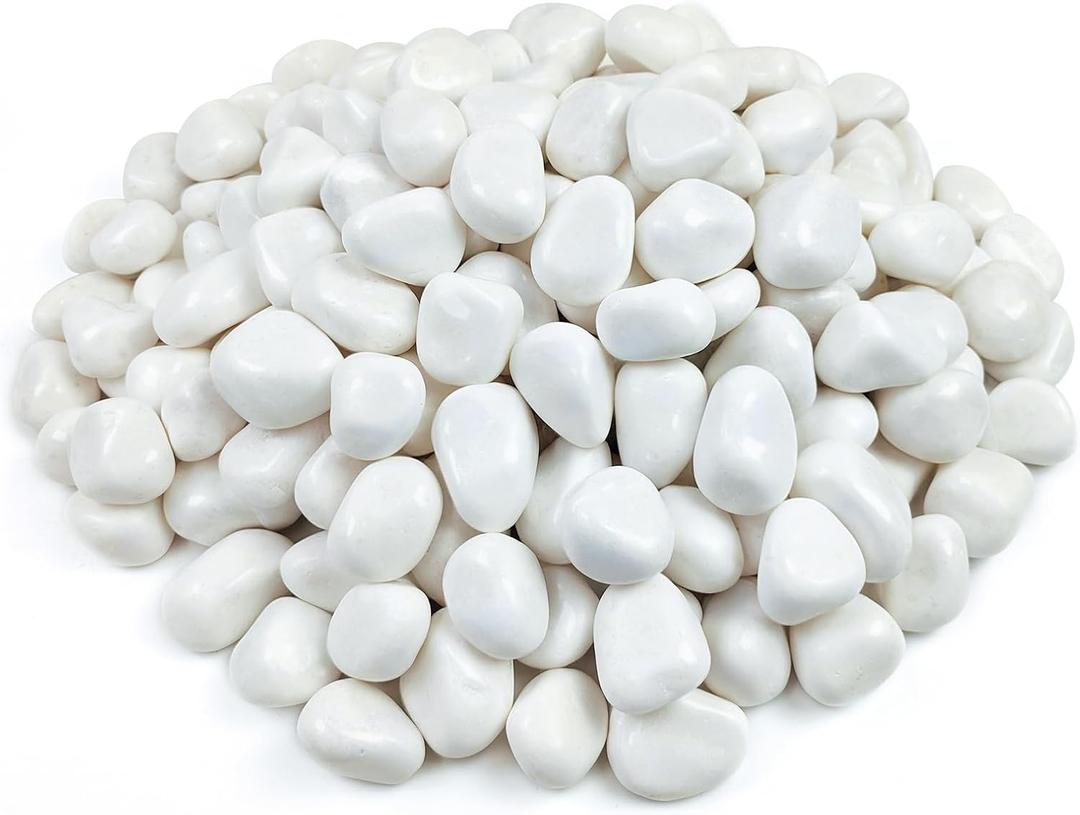 FANTIAN 40 lbs White Stones for Garden, 1-2 Inch Decorative Polished White River Rocks for Plants Landscaping Vase Aquarium and Backyard Rocks