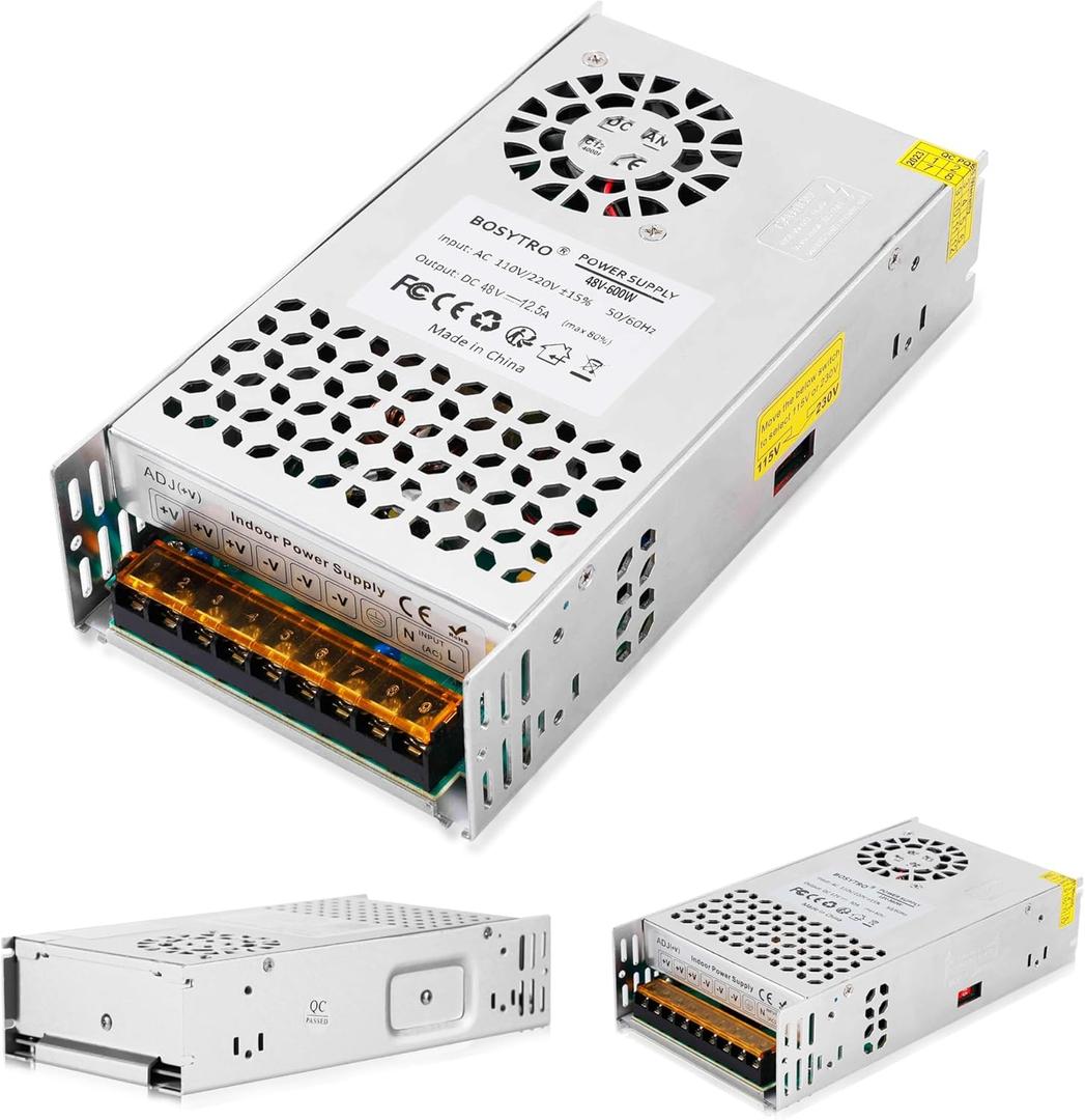 48V 12.5A 600W DC Switching Power Supply, Universal Regulated Switching AC110V/220V (SMPS),48 Volt Power Supply for LED Light Strip,Lighting Equipment, Camera Security System,Computer Project 48V 12.5A 600W DC Switching Power Supply, Universal Regulated Switching AC110V/220V (SMPS),48 Volt Power Supply for LED Light Strip,Lighting Equipment, Camera Security System,Computer Project