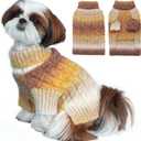 KYEESE Dog Sweater Cable Knit Thick Fuzzy Dog Knitwear Turtleneck Warm with Sleeves Dogs Clothes Gradient Color, Brown, XLarge