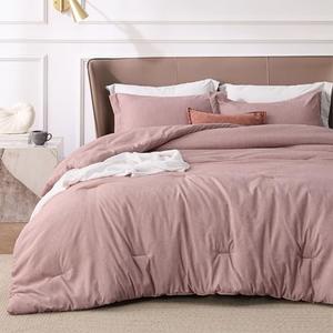Bedsure King Size Comforter Set - Dusty Rose King Comforter Set, Soft Bedding for All Seasons, Cationic Dyed Bedding Set,1 Pieces, 1 Comforter (104"x90") and 2 Pillow Shams (20"x36"+2"), Only blanket