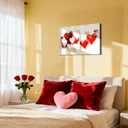 Framed Red Hearts Couple Love Wall Art 8x12in, Romantic Valentine's Day Canvas Art Pictures, Modern Abstract Wall Decor for Living Room Bedroom, Made in USA
