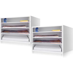 EMERIT Paper Organzier Wood Desktop Organizer Storage Letter Tray File Sorter with Adjustable Shelves for Home Office (White)