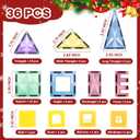 ROMDS Magnetic Tiles, Magnetic Building Blocks for Kids Ages 3+ and STEM Magnet Toys, Clear Magnet 3D Blocks Construction Playboards for Boys & Girls, Sensory Play for Preschool Learning(36 pcs)