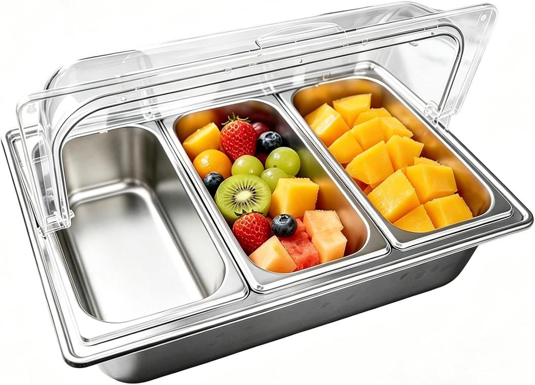 Cold Food Buffet Server,Salad bar Buffet Station for Home(3 Pan)