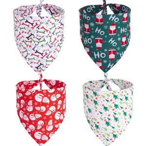 ADOGGYGO 4 Pack Dog Bandana Christmas Pet Scarf Triangle Bibs Kerchief Set Pet Christmas Costume Accessories Decoration for Large and X-Large Dogs (X-Large) (Red&Green&White)