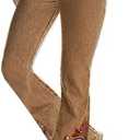 Flamingals Women's Floral Embroidery Mid Waist High Stretch Bootcut Jeans with Pockets, M