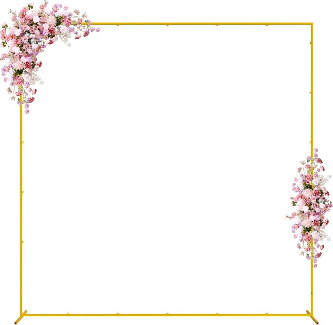 Wokceer Wedding Arch Backdrop Stand Square 7.2 x 7.2 FT Wedding Arches for Ceremony Metal Balloon Arch Frame for Wedding Birthday Party Garden Arbor Anniversary Event Decor