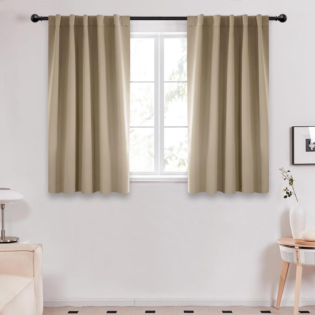 Deconovo Blackout Curtains  Room Darkening, Noise-Reducing, Thermal Insulated  Energy-Efficient Window Treatment for Bedroom, Living Room & Home Office  2 Panels, Taupe, 42W x 45L Inch