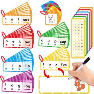 CVC Word Games, Flash Cards, Phonics and Speech Therapy Toys for Toddlers and Kids - Learn to Read, Spelling and Reading Learning Activities - Kindergarten Preschool Educational Toy