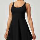 Heathyoga Tennis Dresses for Women Athletic Dress with Shorts Underneath Workout Dress with Pockets Summer Golf Outfits (Black, M)