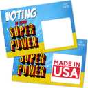 100 Bulk Voter Postcards 4x6 - Voting is Your Superpower Superhero Theme - Uncoated Cardstock for No Smearing and Blank Backside of Card to Write a Longer Message to Voters