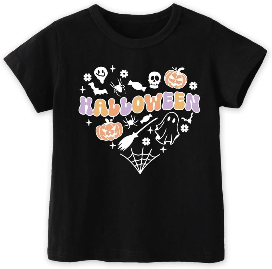 Toddler Halloween Shirts for Boys Kids Girls, Cute Spooky Pumpkins Ghosts Bats Witches and Monsters Halloween T Shirt: 2-6T
