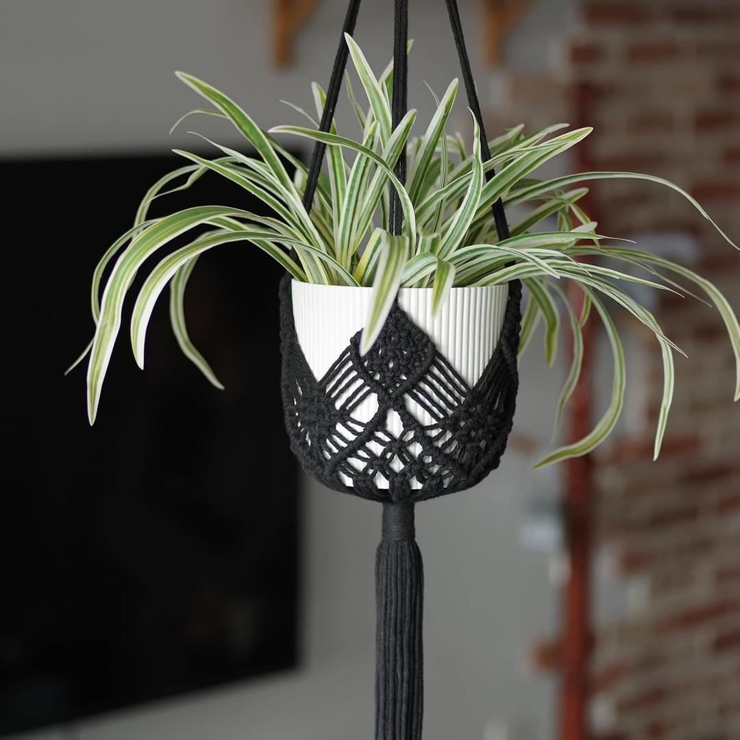 Hanging Planter with Patterns,2Packs Macrame Plant Hangers Indoor Macrame for up to 8 inch Pot Crochet Boho Plant Hanger Holder for Indoor Outdoor with 2S Shaped Stainless Steel Hooks (Black) Hanging Planter with Patterns,2Packs Macrame Plant Hangers Indoor Macrame for up to 8 inch Pot Crochet Boho Plant Hanger Holder for Indoor Outdoor with 2S Shaped Stainless Steel Hooks (Black)