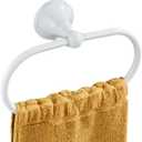 Flybath Oval Towel Ring Antique Brass Hanger Hand Towel Holder for Bathroom Kitchen Accessories Wall Mounted, White Finish