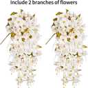 HyeFlora Hibiscus Fall Flowers Artificial Hanging Flowers Plants for Outdoors Autumn Decoration, 2pcs White Silk Hibiscus Vines Realistic UV Resistant Faux Flowers for Outside Planters Garden Indoor