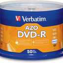 Verbatim DVD-R Blank Discs AZO Dye 4.7GB 16X Recordable Disc - 50 Pack Spindle,Silver
