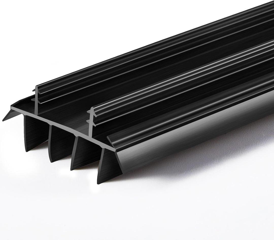 Replacement Door Bottom with Vinyl Fins 36" Long 1 3/4" Wide Threshold Seal Bottom of Door Weatherstrip Kerf Weather Stripping for 7/8" Between Barbs(1 Pcs,Black)