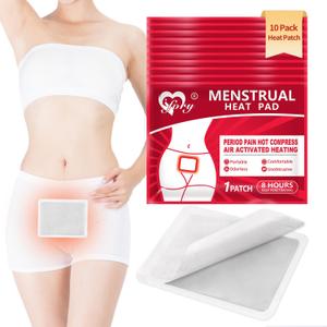 Heat Patches for Menstrual Cramp Relief, Adhesive Heating Patches for Period Cramps, Portable Instant Hot Packs, Travel Size Heat Pads on Cruise- 10 Packs