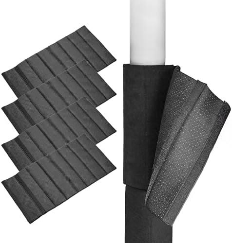 Hudson Comfort Basement Pole Wrap - Garage Pole Padding with Anti Slip Fabric - Strong Hook and Loop for A Tight Wrap - Round Column Wrap 10mm Foam - 12x24 Inches (4 Pack) - 4 Feet of Protection