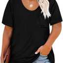 Womens Plus Size Tunic T Shirts Short Sleeve Round Neck Soft Loose Shirts Summer Casual Tops with Pocket XXXL