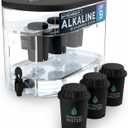 Invigorated Water - Alkaline Countertop Water Filter Dispenser, Large 52-Cup Capacity, Mineralized Alkaline Water, BPA-Free, 96 Gallons/Filter (Black, 3 Filters Included)