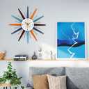 Large Wall Clock 27.5 Inch Modern Wall Clock Starburst Mid-Century Modern Decor Non-Ticking Battery Operated Colorful Clock Home Decorations for Living Room Bedroom Kitchen Office, Medium