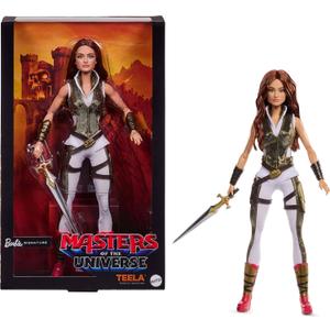 Barbie Signature Doll, Teela Collectible in Jumpsuit, Sword, Doll Stand & Displayable Packaging, Motu Movie Theme