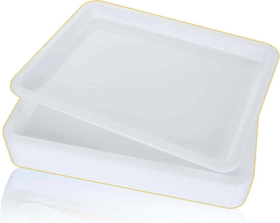 QTLCOHD 12Pcs Plastic Art Trays White Activity Crafts Tray Organizer Tray Serving Tray for Home, School, Kids, DIY Projects, Painting and Beads
