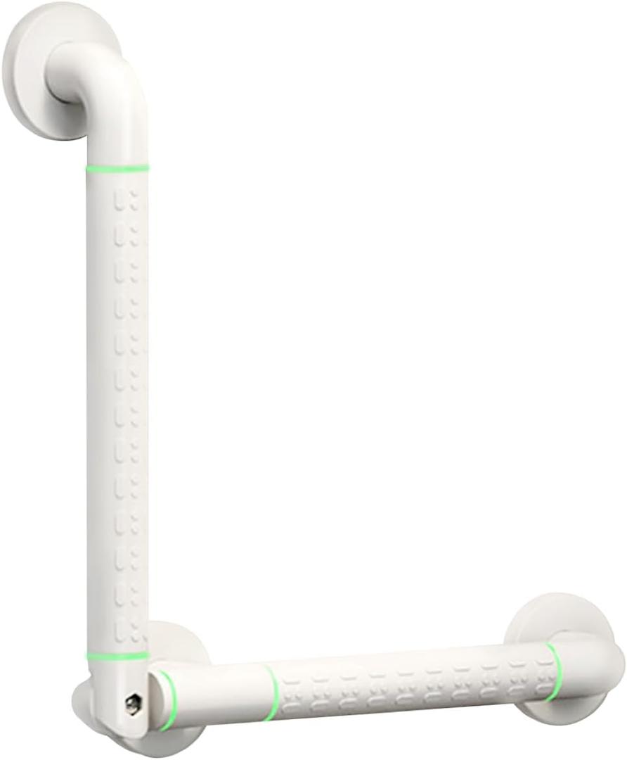 Angled Grab Bars for Shower & Bathtub, Grab Bars for Wall Toilet, Handicap Elderly Safety Hand Rails Handle Shower Grab Bars, Secure Handicap Grab Bars for Tub Seniors (White, 19&19Inch)