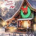 Brightown 48in Lighted Christmas Wreath Decorations, Outdoor Christmas Wreaths Holiday Decor with Bow Ribbon 125 LED Lights for Front Door, Windows, Xmas Gifts, Home, Lighted Holiday Displays