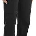 QBK High Rise Yoga Scrub Pants Women - Straight Wide Leg Uniform Pants with Cargo Pocket, Anti-Wrinkle & Knit Yoga Waistband XL