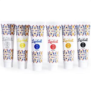 Leoball Water-Soluble Block Printing Ink Starter Set, 6 Bold Colors with Satin Finish, 1.25-Ounce Tubes