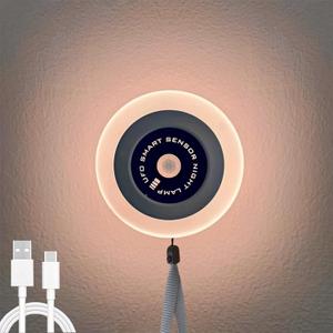Motion Sensor Night Light, Warm White, Cruise Rechargeable Battery - Magnetic Stick On Lights for Stair, Hallway, Kitchen, Bedroom, Bathroom - Cordless Portable Travel Night Light(1 Pack)