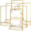 6 Pack Acrylic Sign Holders,8.5 X 11 Inch Clear Double Sided Display Stand,Gold Picture Frame for Home Restaurant Office,Table Number Menu Holder