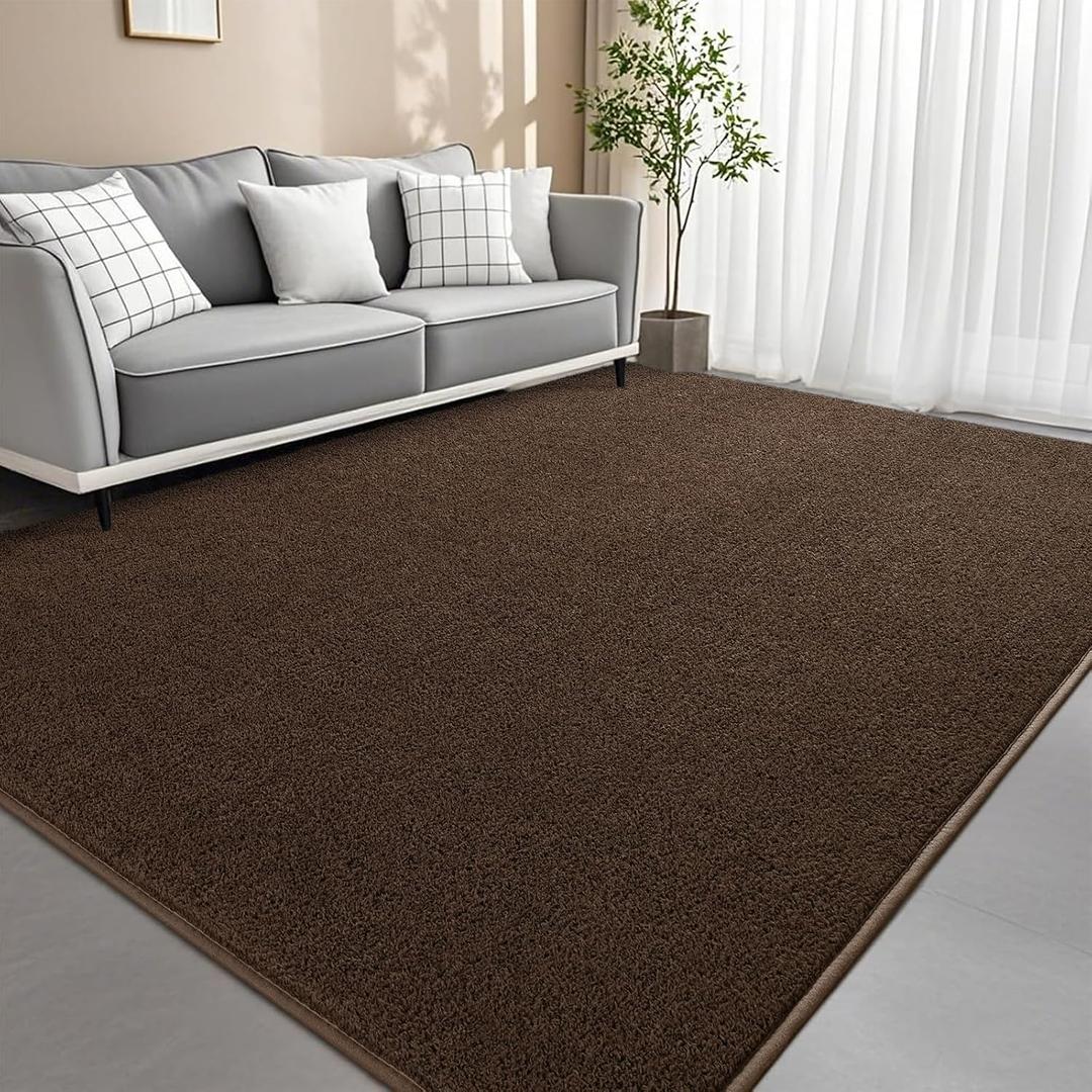 4x6 Feet Brown Area Rugs for Bedroom, Indoor Washable Memory Foam Rug for Living Room, Modern Aesthetic Minimalist Non-Slip Carpets for Kids Boys Girls Adults Dorm Home Decor