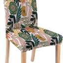 Stretch Parson Chair Slipcovers for Dining Room Set of 2,Boho Tropical Leaves Dining Chair Covers Colorful Jungle Flower Removable Chair Seat Protectors Covers for Kitchen,Wedding,Ceremony