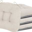 D-Shaped Chair Cushions, 4" Thick Dining Chair Pads Machine-Washable, Seat Cushions for Chair 18" x 18", Set of 4 18-Beige-4