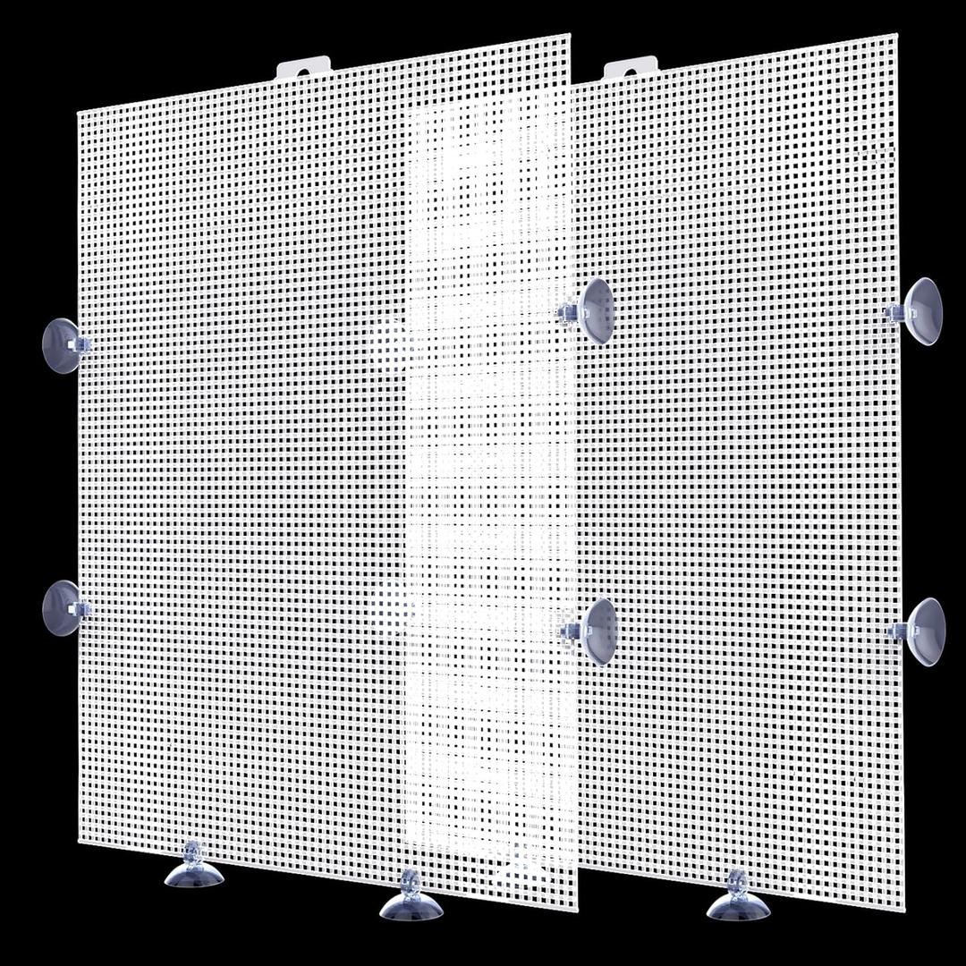 2 Pack Fish Tank Divider, Plastic Grid Cuttable Grid Plate Fish Separator with 12 Suction Cups DIY Designed Clear Easy to Bent 17 * 13in