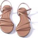 Mtzyoa Women Flat Sandals Dressy Strappy Gladiator Summer Ankle Strap Nude Open Toe Comfortable Wedding Casual Leather Ladies Party Trendy Vacation 9