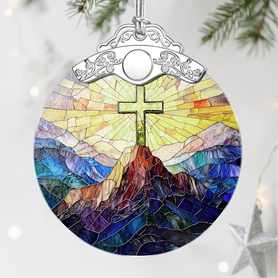 Christian Christmas Decorations - Jesus Home Decor | Cross Christmas Ornaments | Xmas Tree Ornament Religious Gifts | Christian Gifts | Easter Faith Cross Gift
